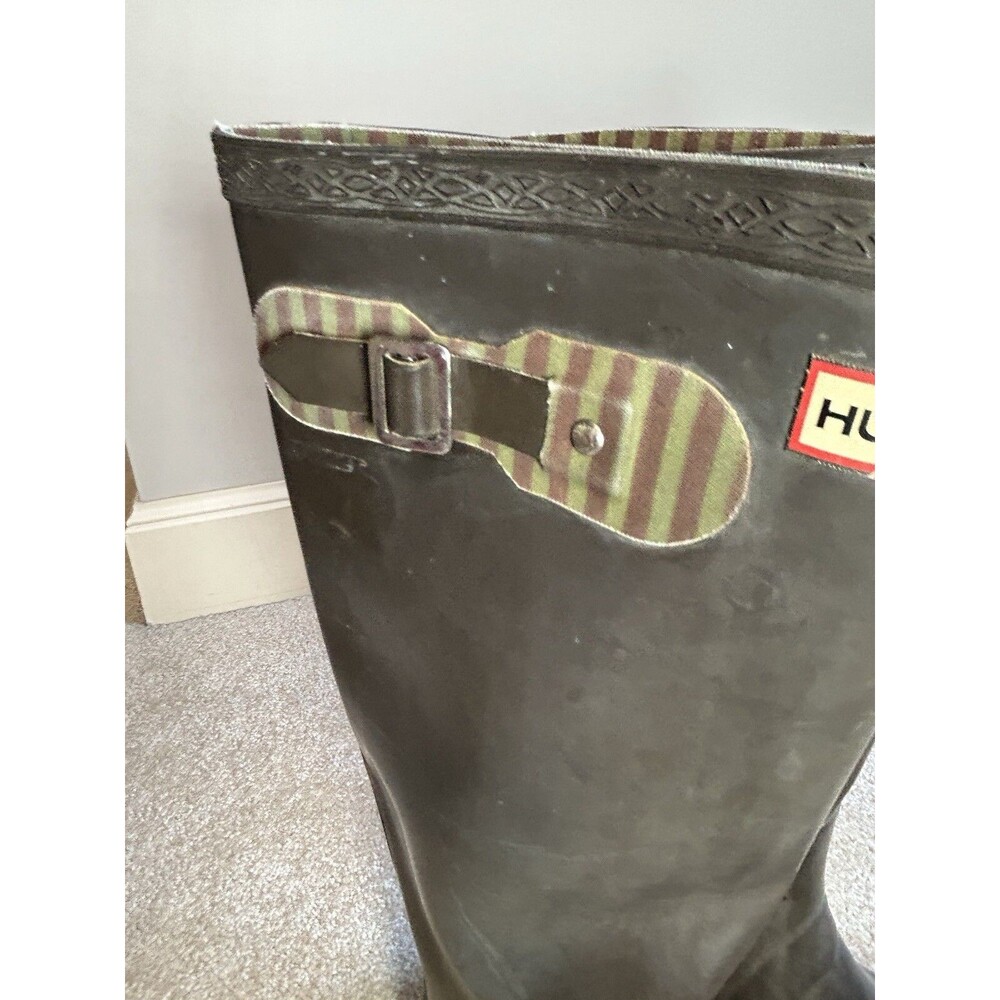 Wellington Hunter Festival Tall Dark Olive Rubber Rain Boots, Women's 9 - Picture 2 of 7